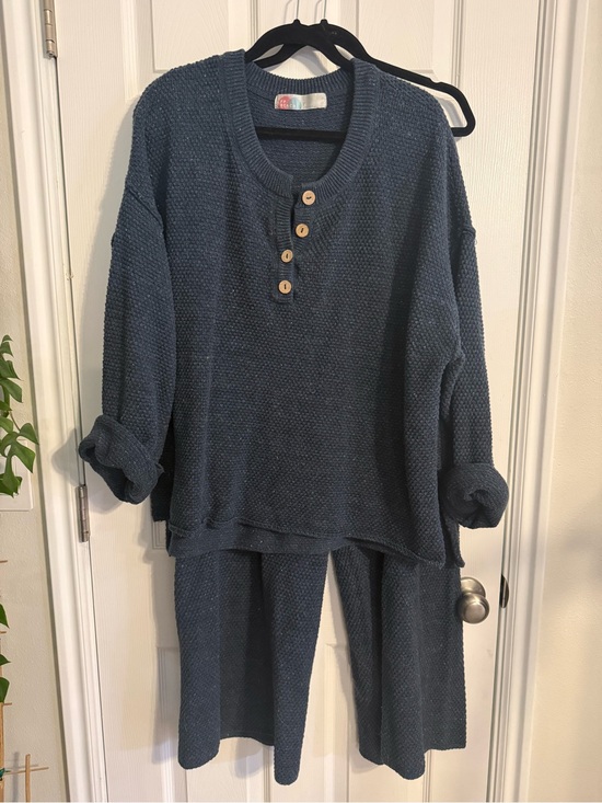 Free People Other - Free People Beach Hallie Matching Set Navy Blue Knit Two-Piece Loungewear Set